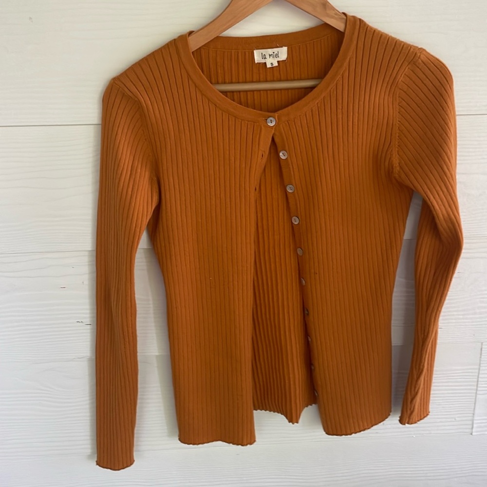 Gold summer cardigan size small La Miel